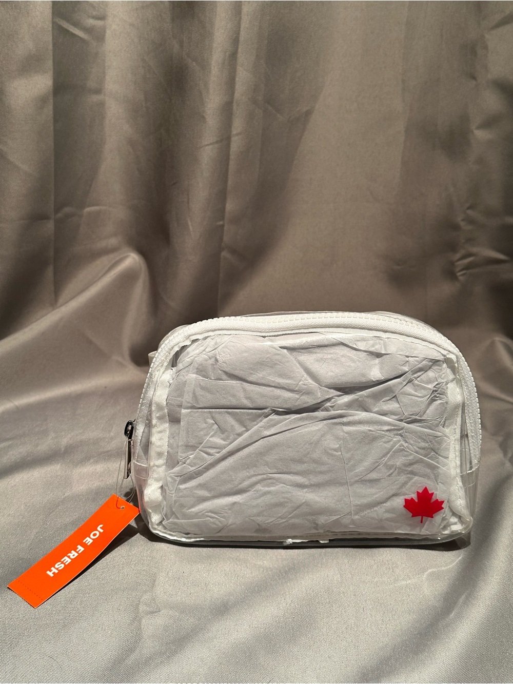 White /clear belt bag with Red Maple Accent